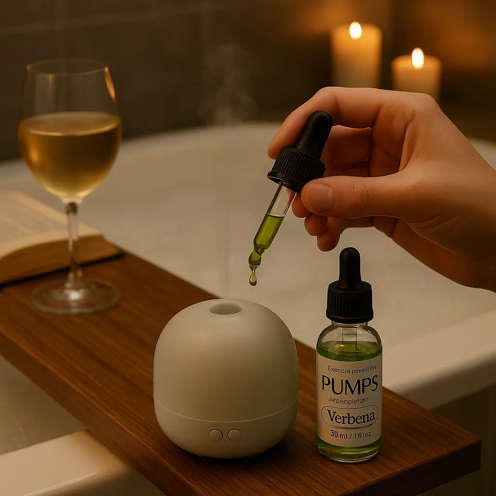 Aceite verbena en tina difusor.webp